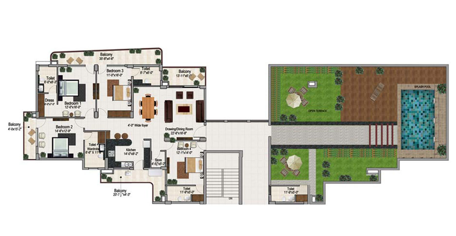 4 bhk penthouse in zirakpur floor plan