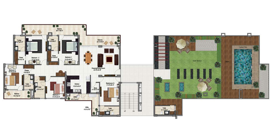 5 bhk penthouse in zirakpur floor plan